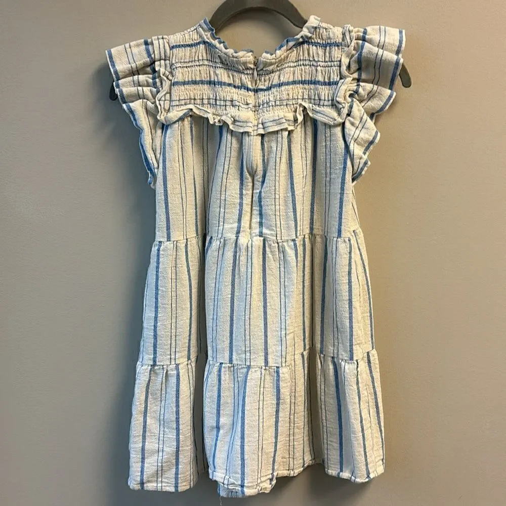 Sea New York girls dress 8 blue and white stripes sleeveless cotton